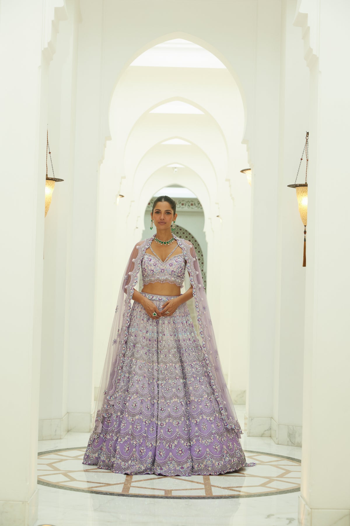 Lilac Ombre Organza Lehenga Set