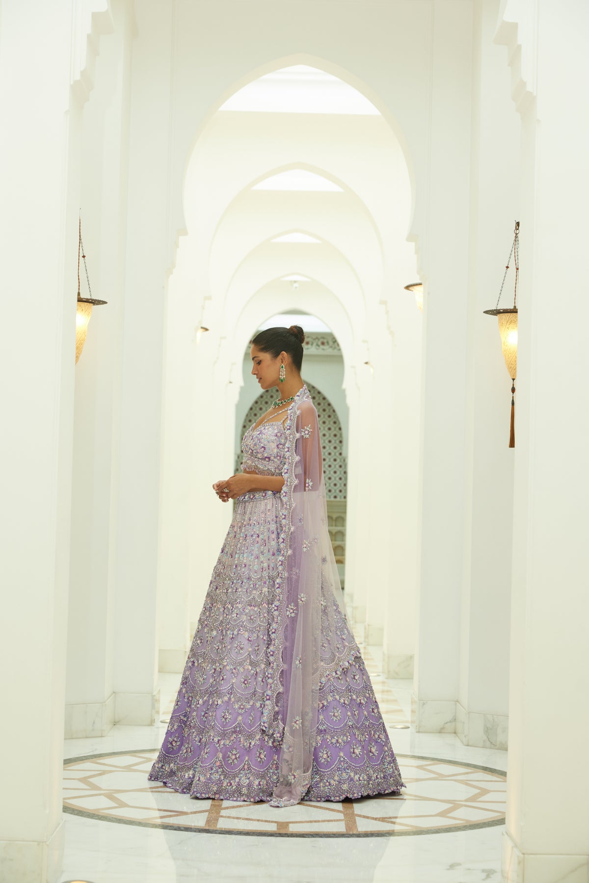Lilac Ombre Organza Lehenga Set