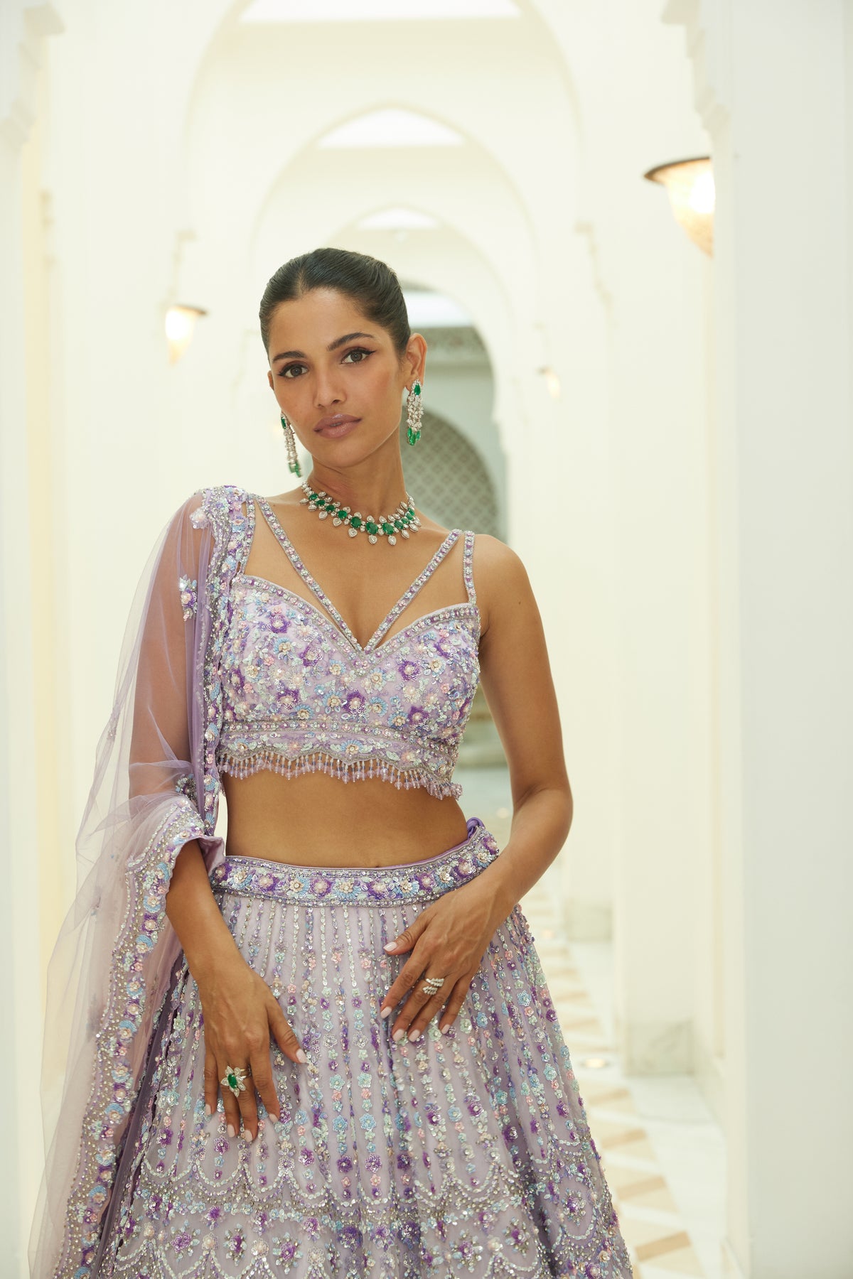 Lilac Ombre Organza Lehenga Set