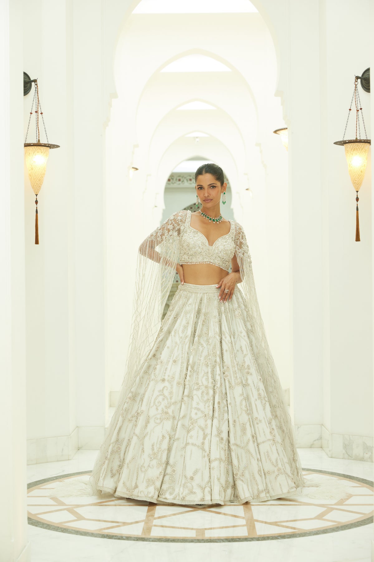 Ivory Flared Lehenga and Blouse