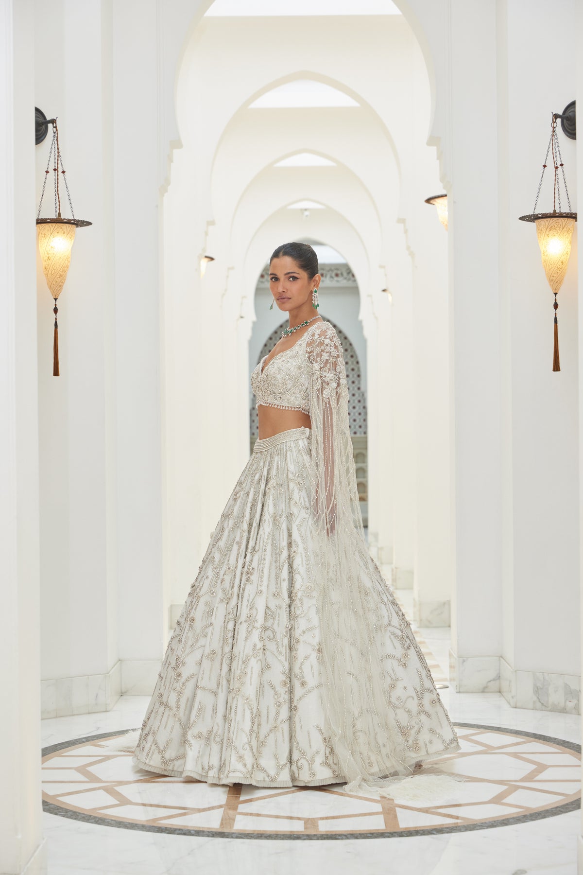 Ivory Flared Lehenga and Blouse