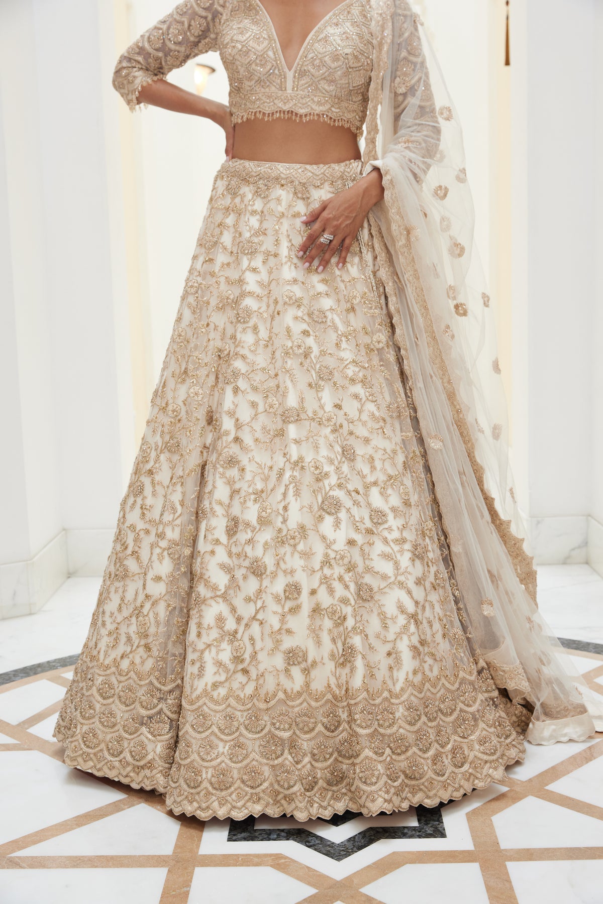 Light Beige Lehenga Choli Set