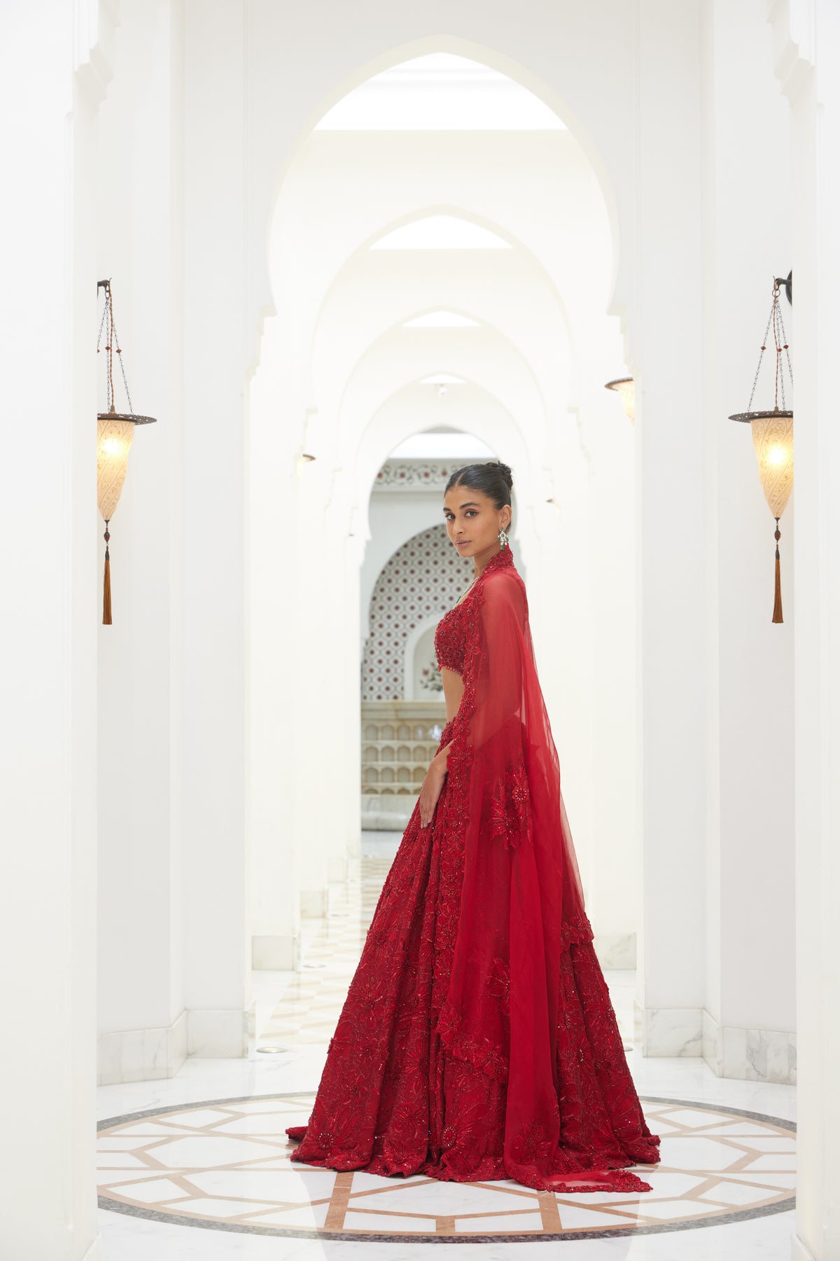 Red Raw Silk Lehenga Set