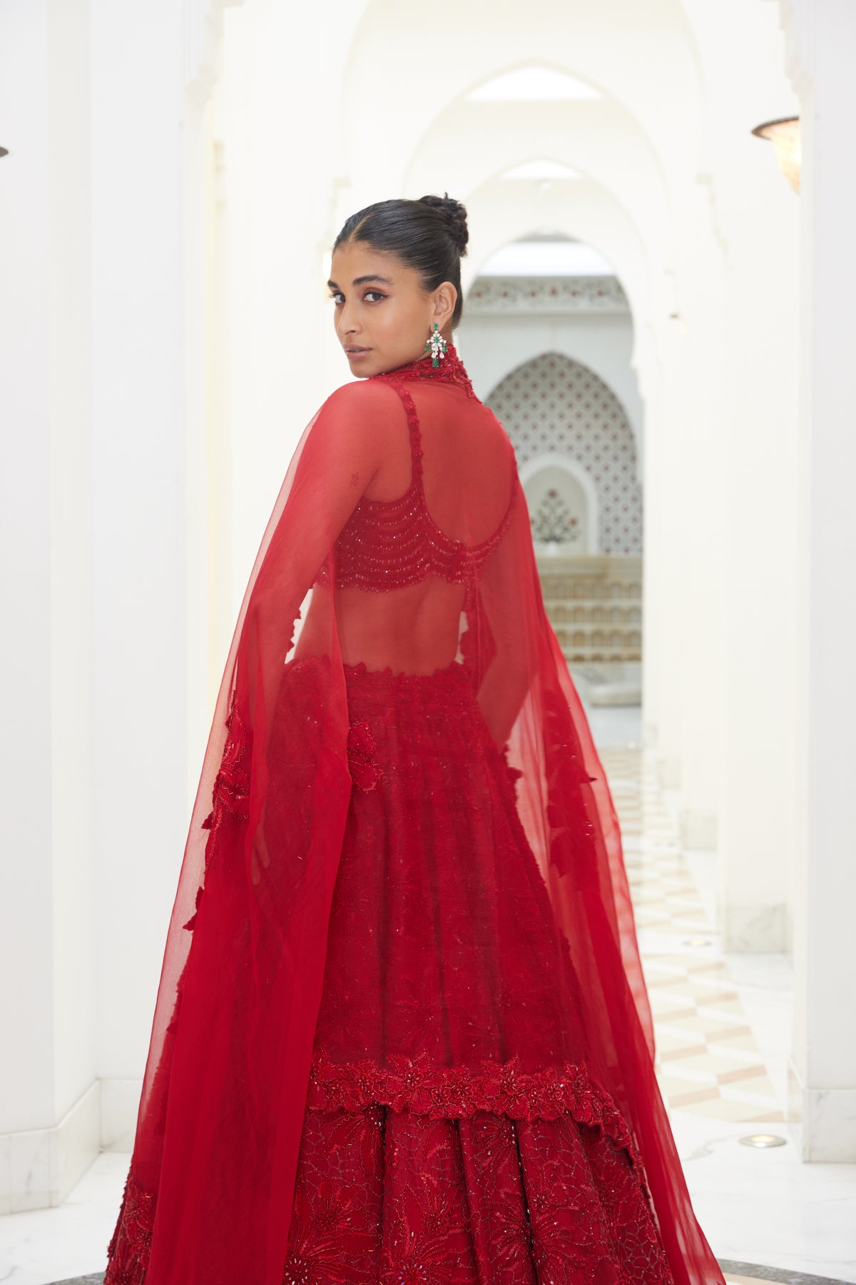 Red Raw Silk Lehenga Set