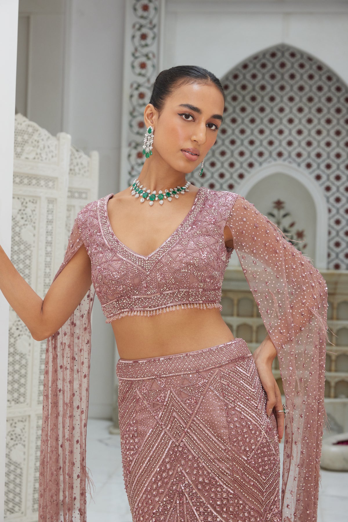 Old Rose Skirt and Blouse