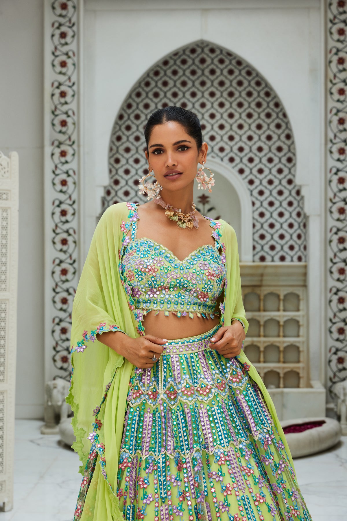 Lime Green Lehenga Choli Set