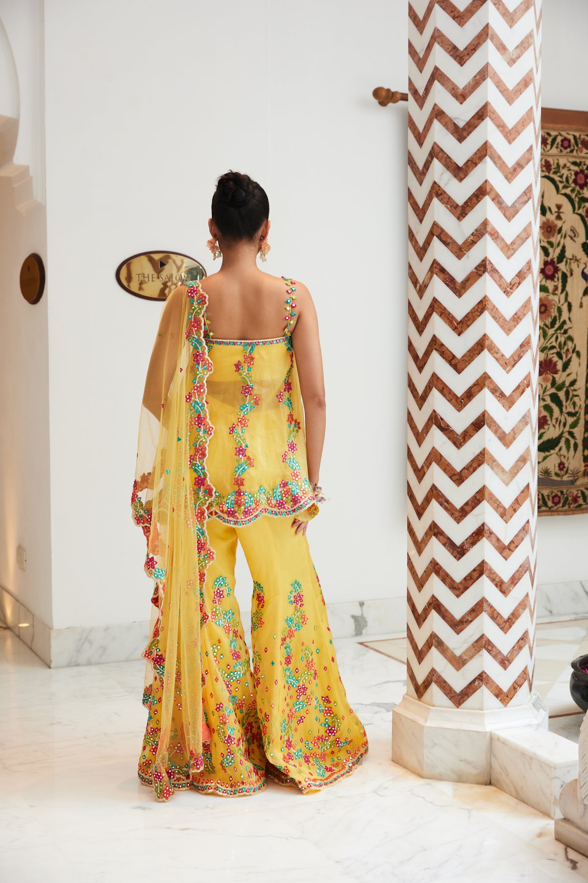 Yellow Peplum Sharara Set