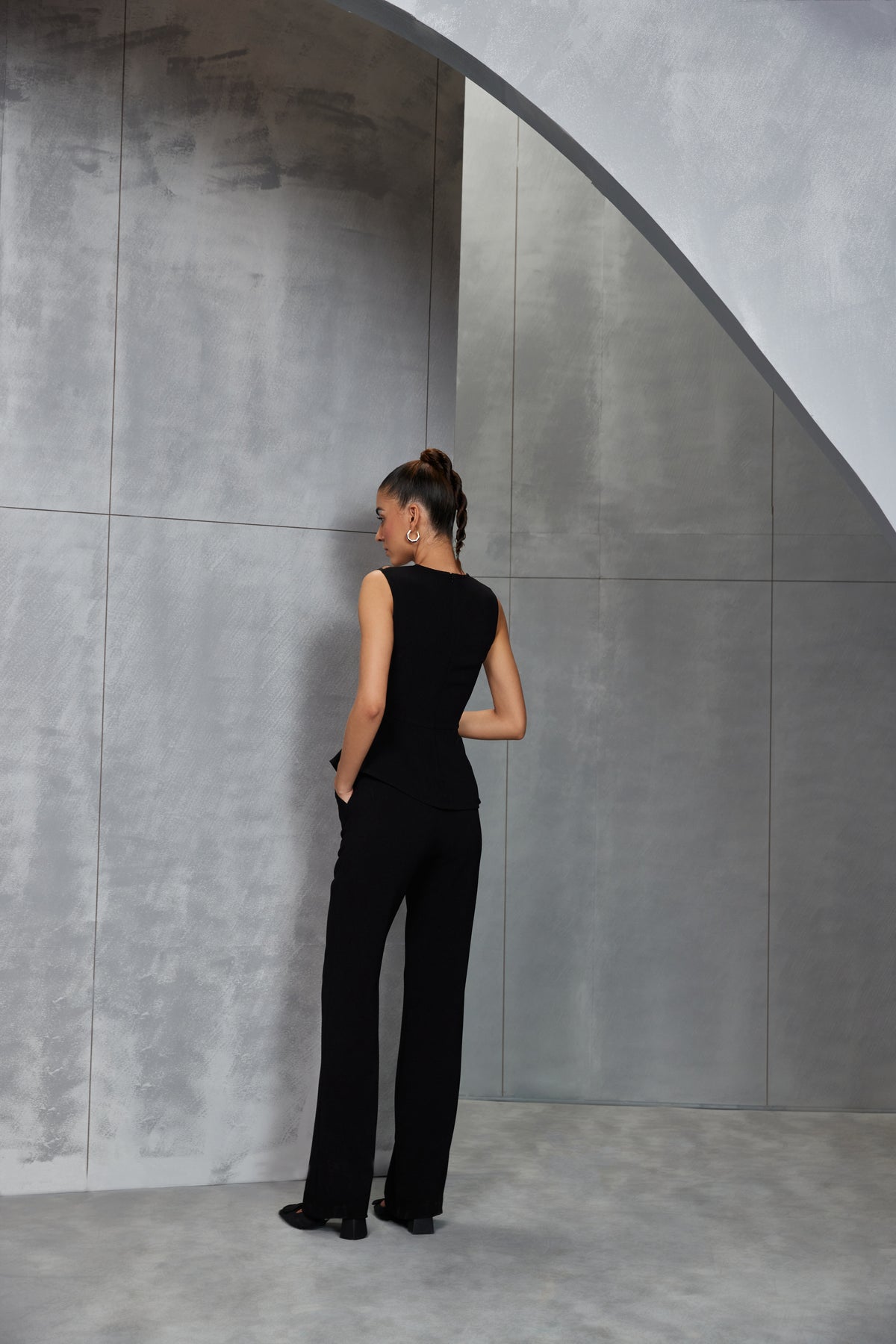 Metallic Scallop Peplum Top