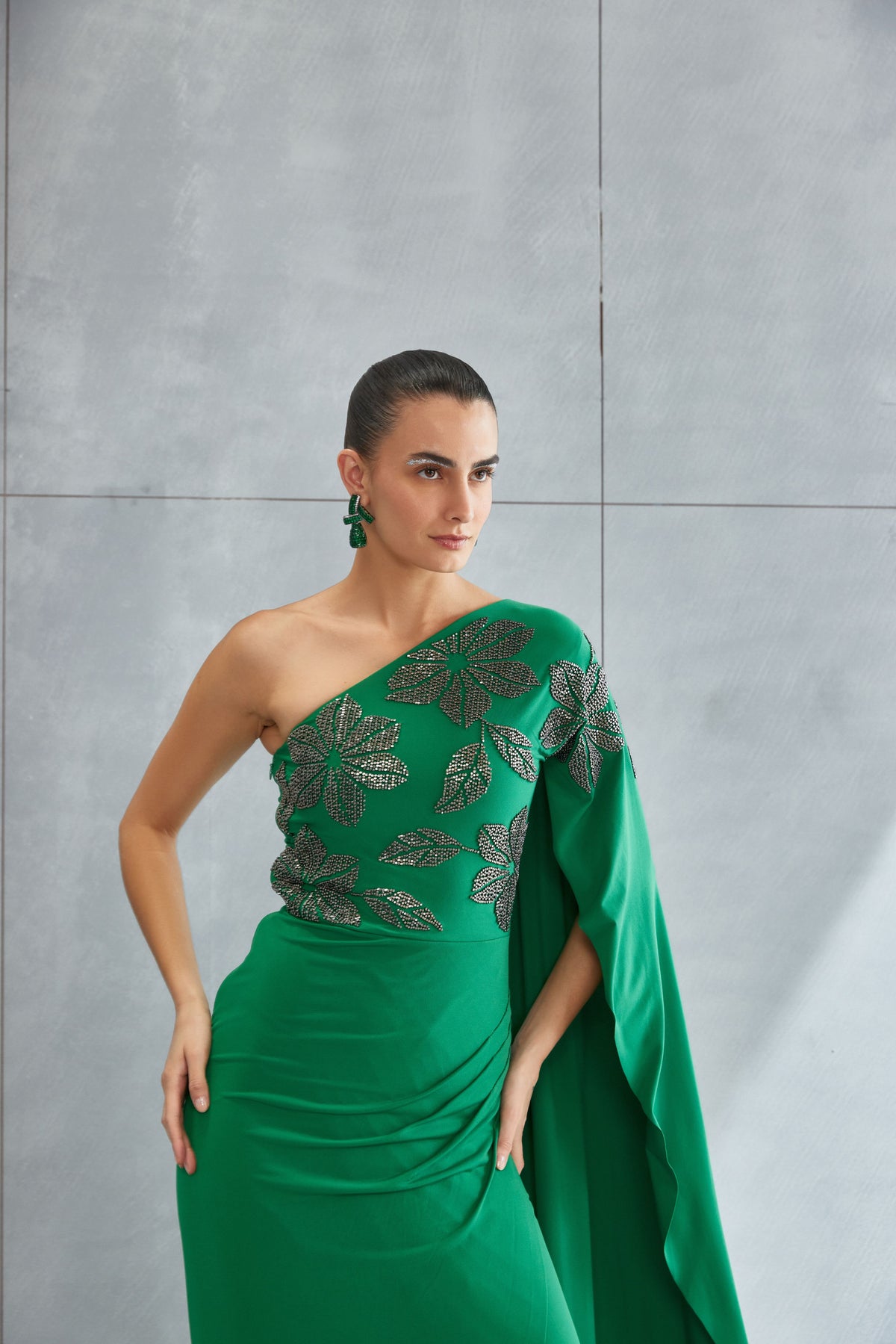 River Leaf One off Shoulder Gown