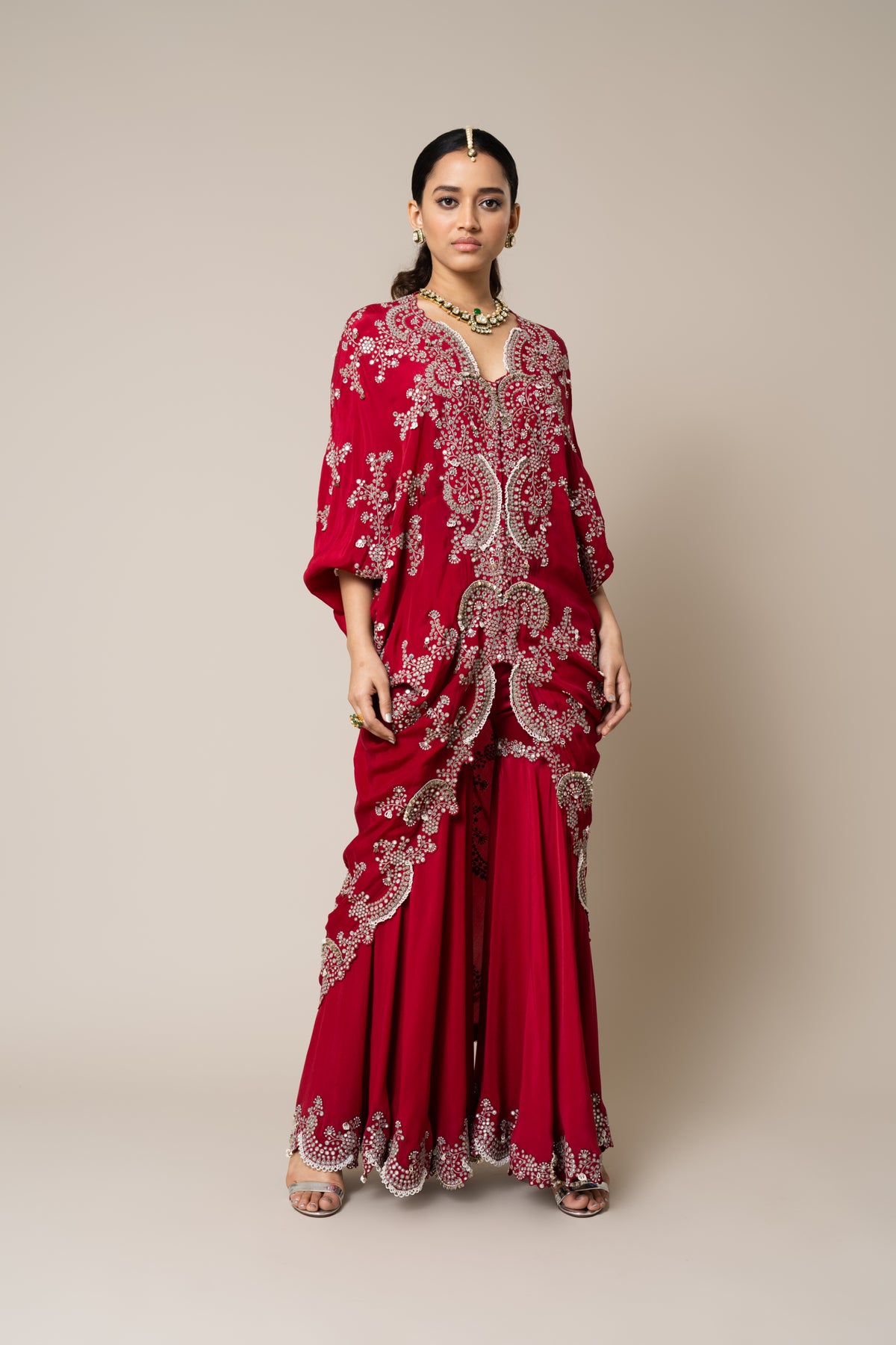 Burgundy Gharara Set