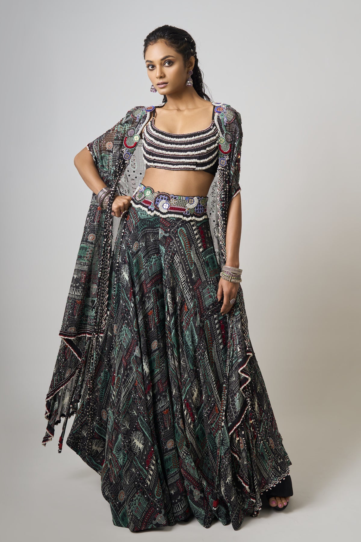 Black Embroidered Lehenga Set