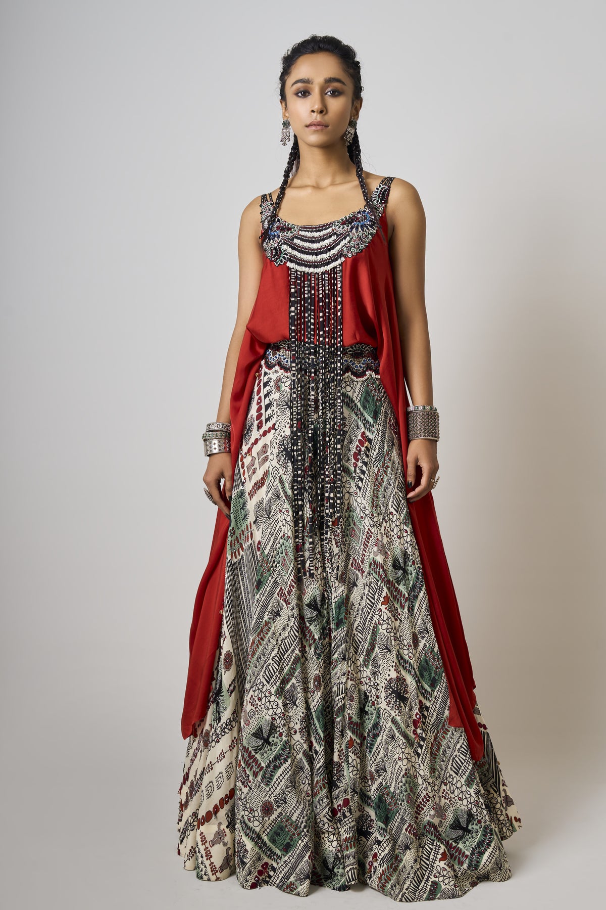 Burgundy Top With Rose Lehenga