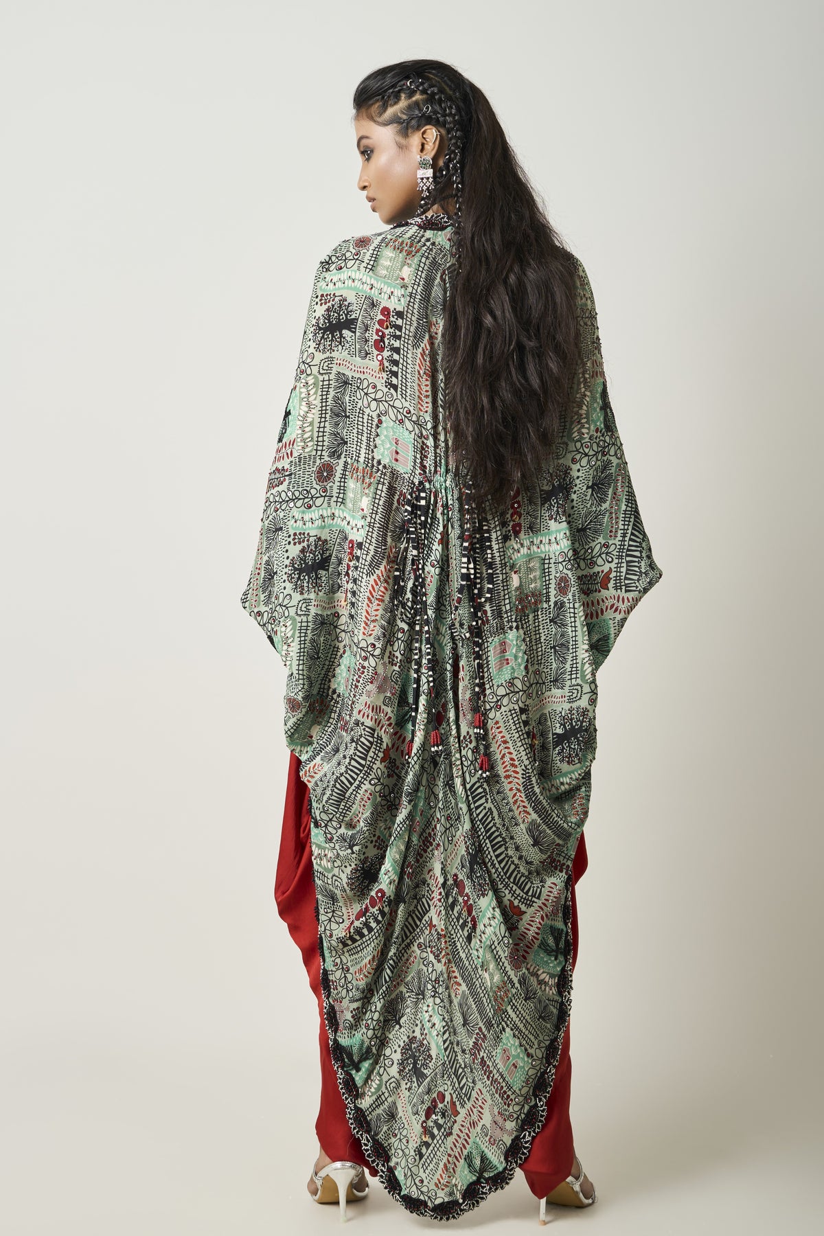 Orange Jumpsuit With Off-white Cape