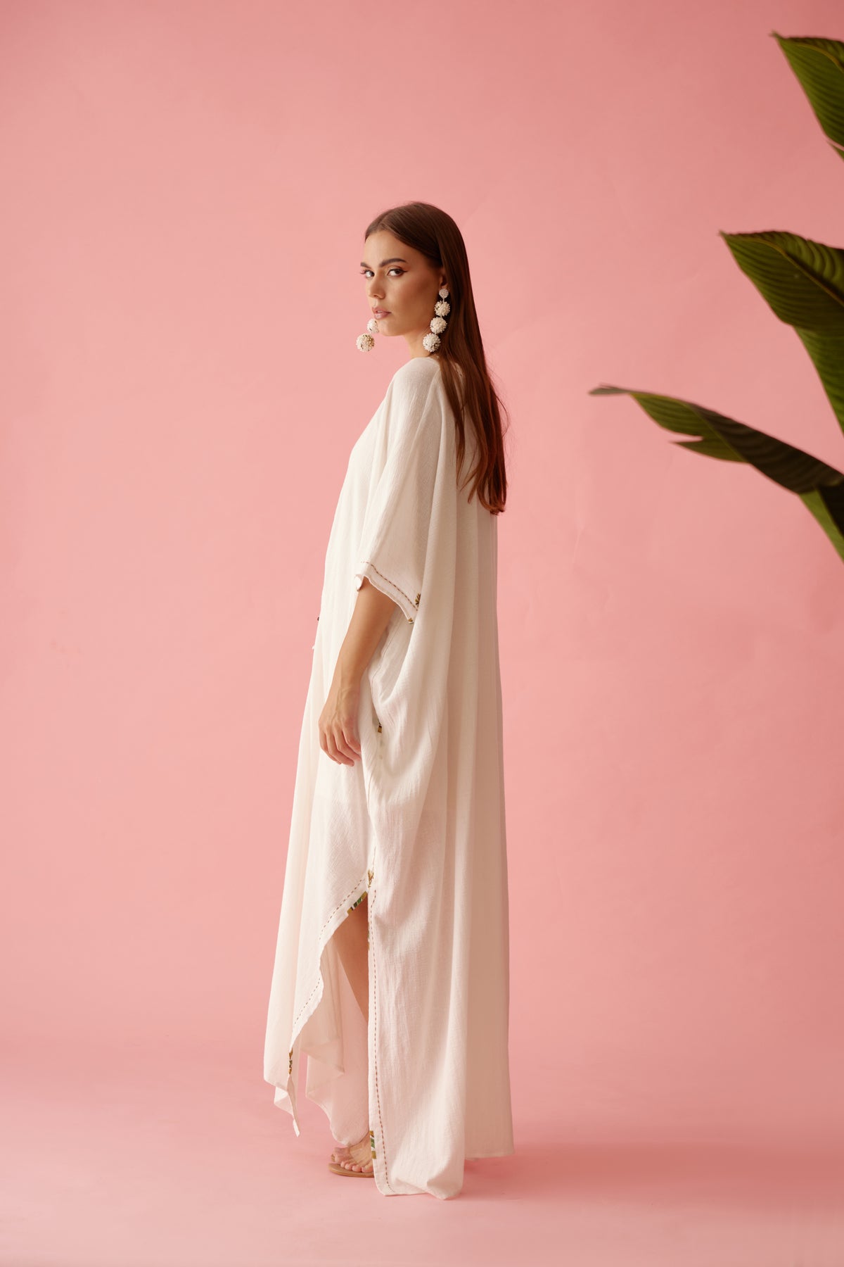 Off-white Banana Tree Applique Kaftan