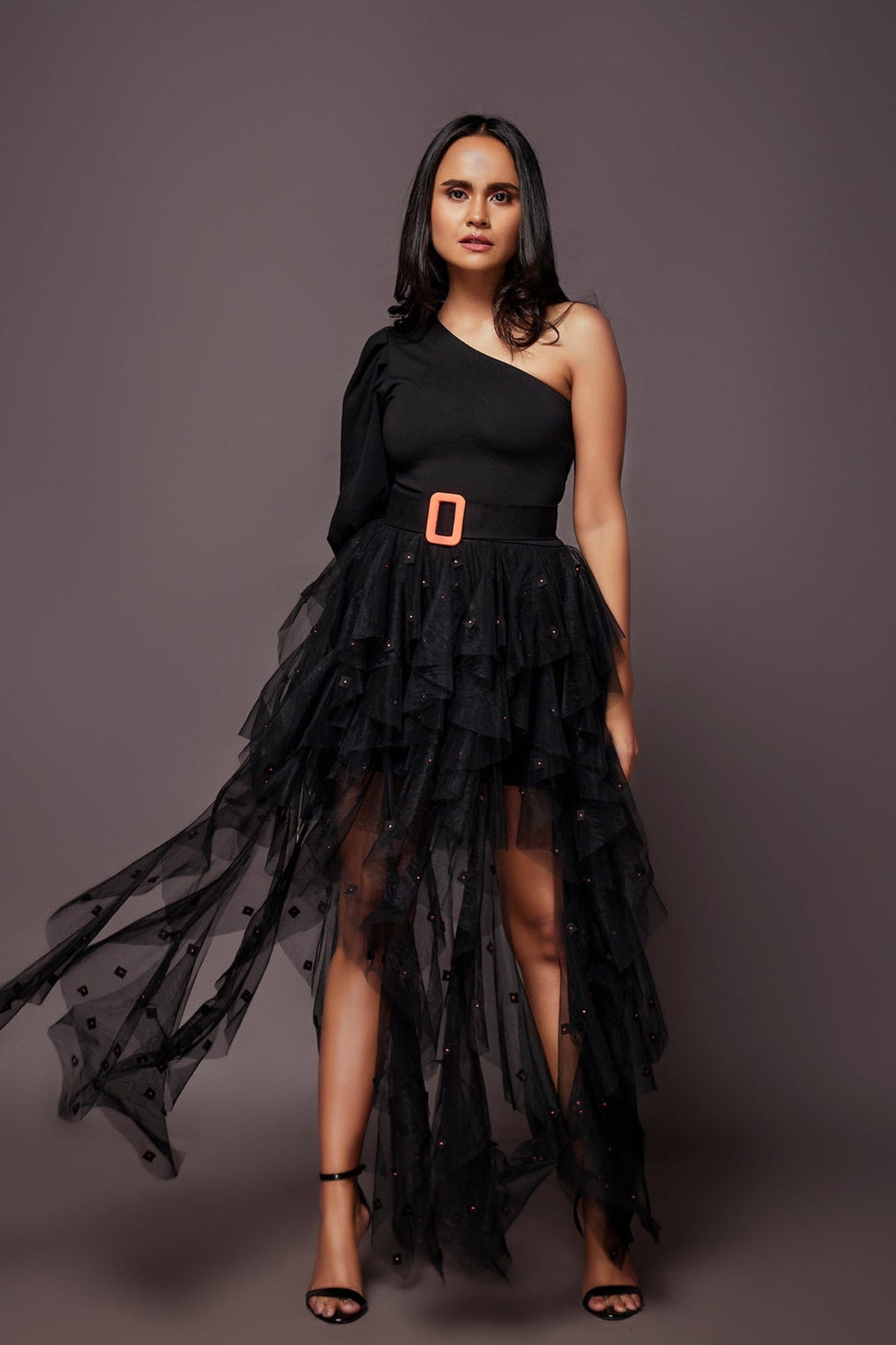 One Shoulder Ruffled Co-ord Set