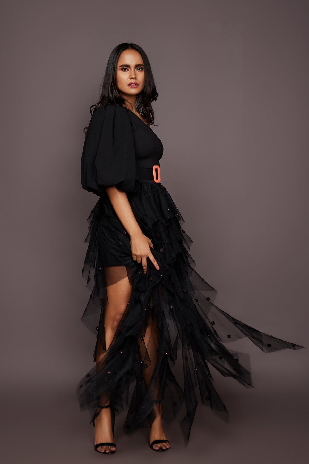One Shoulder Ruffled Co-ord Set