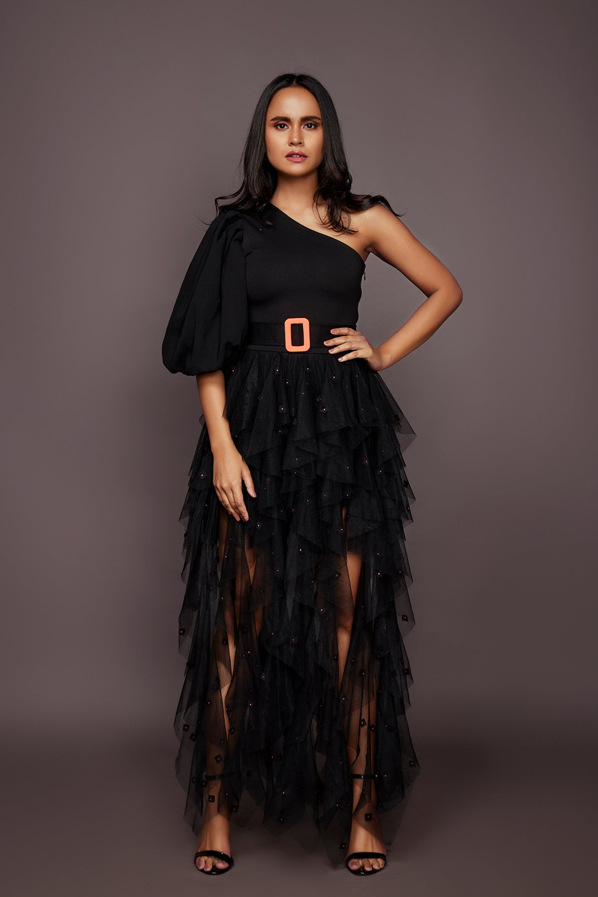 One Shoulder Ruffled Co-ord Set