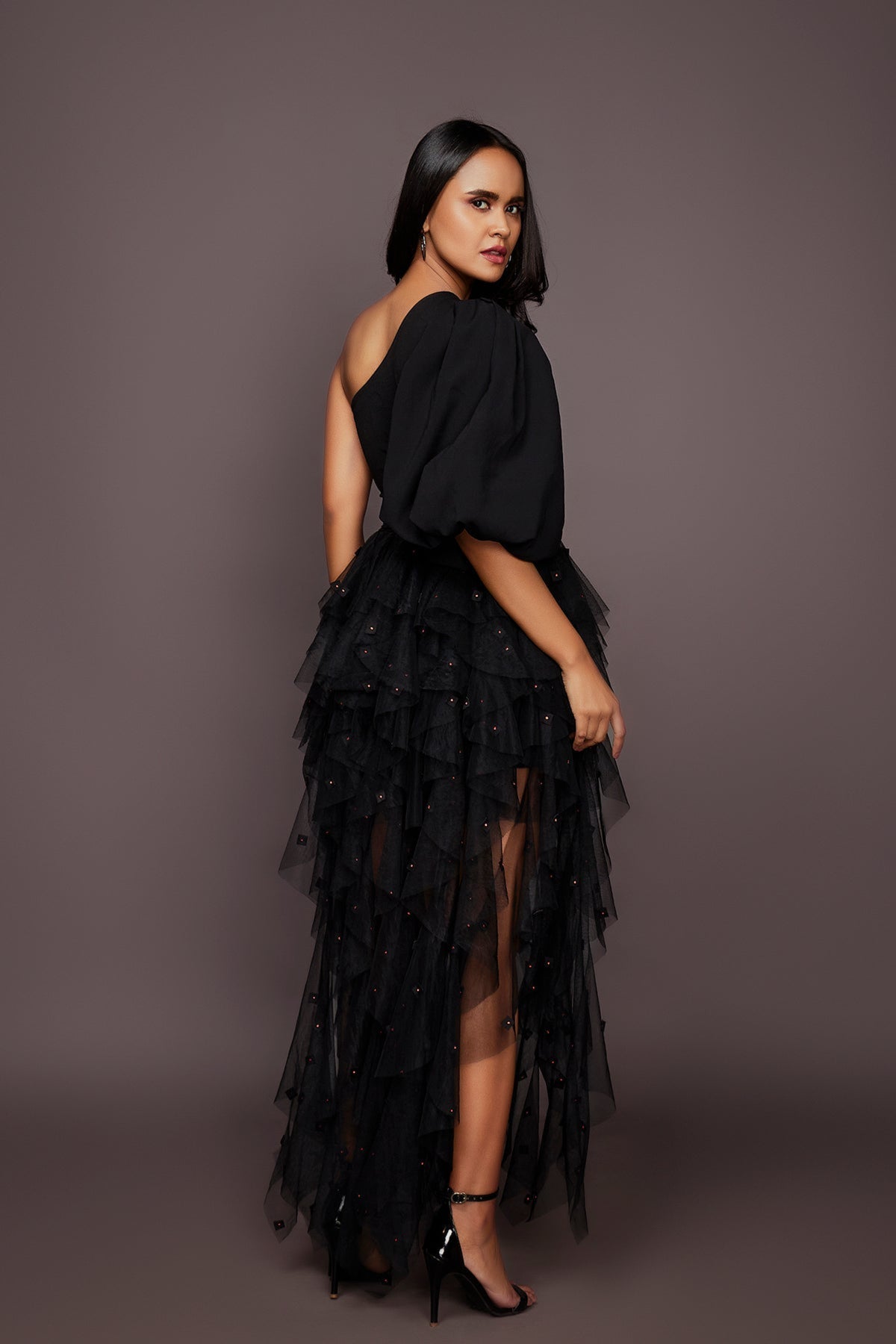 One Shoulder Ruffled Co-ord Set