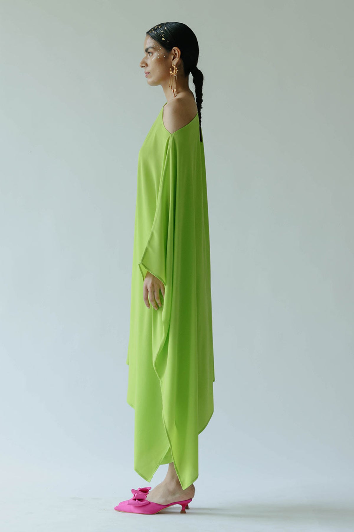 Olivia Green Asymmetric Kaftan Set