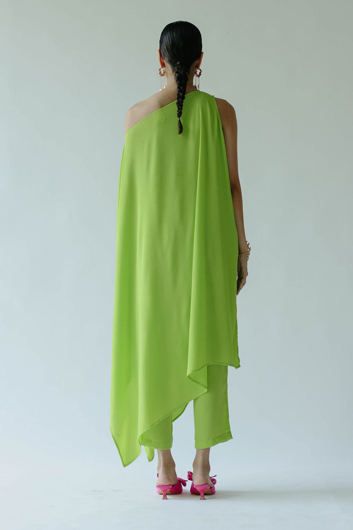 Olivia Green Asymmetric Kaftan Set