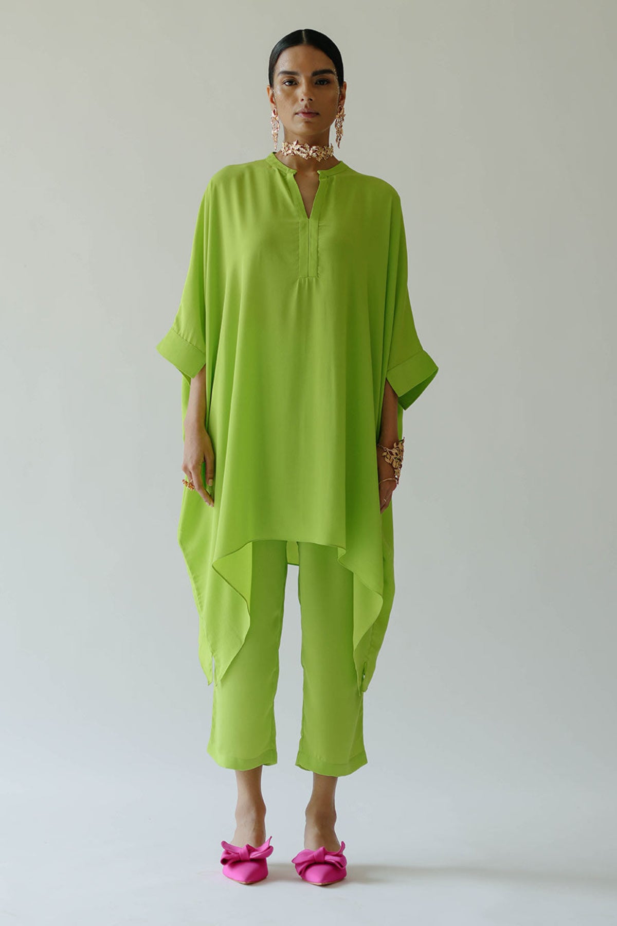 Green Short Kaftan Set