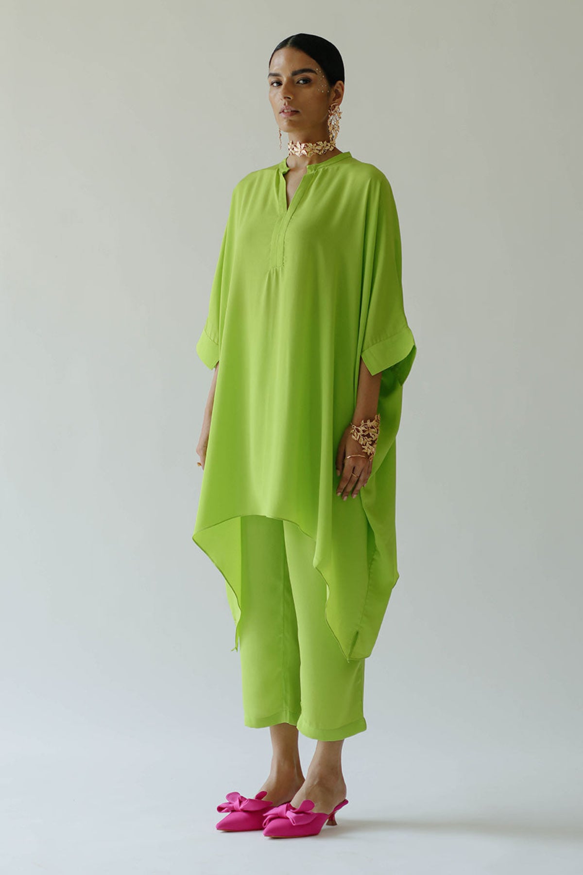 Green Short Kaftan Set