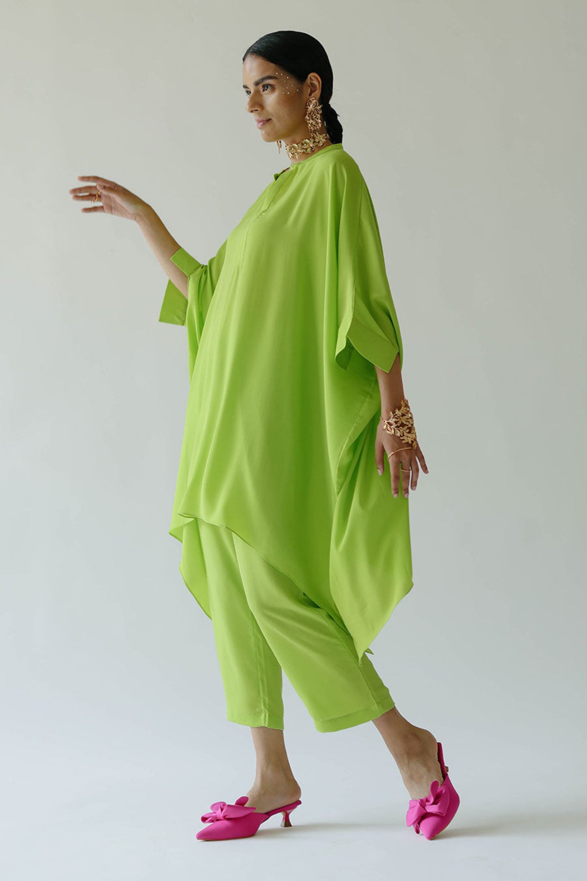 Green Short Kaftan Set