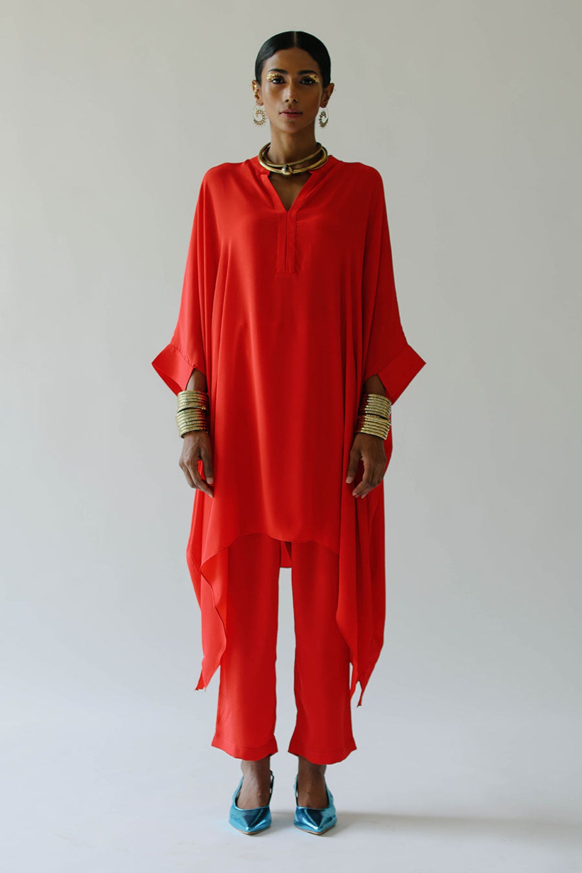 Red Short Kaftan Set