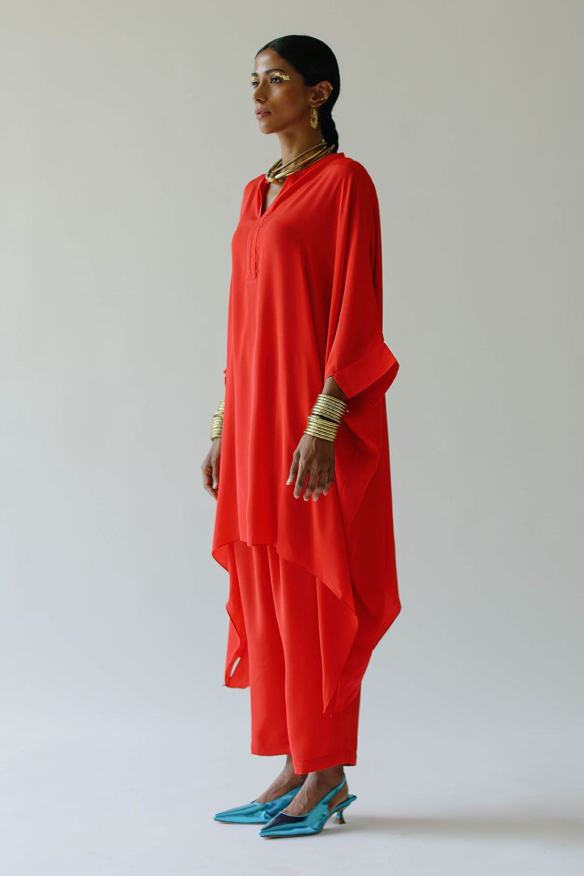 Red Short Kaftan Set