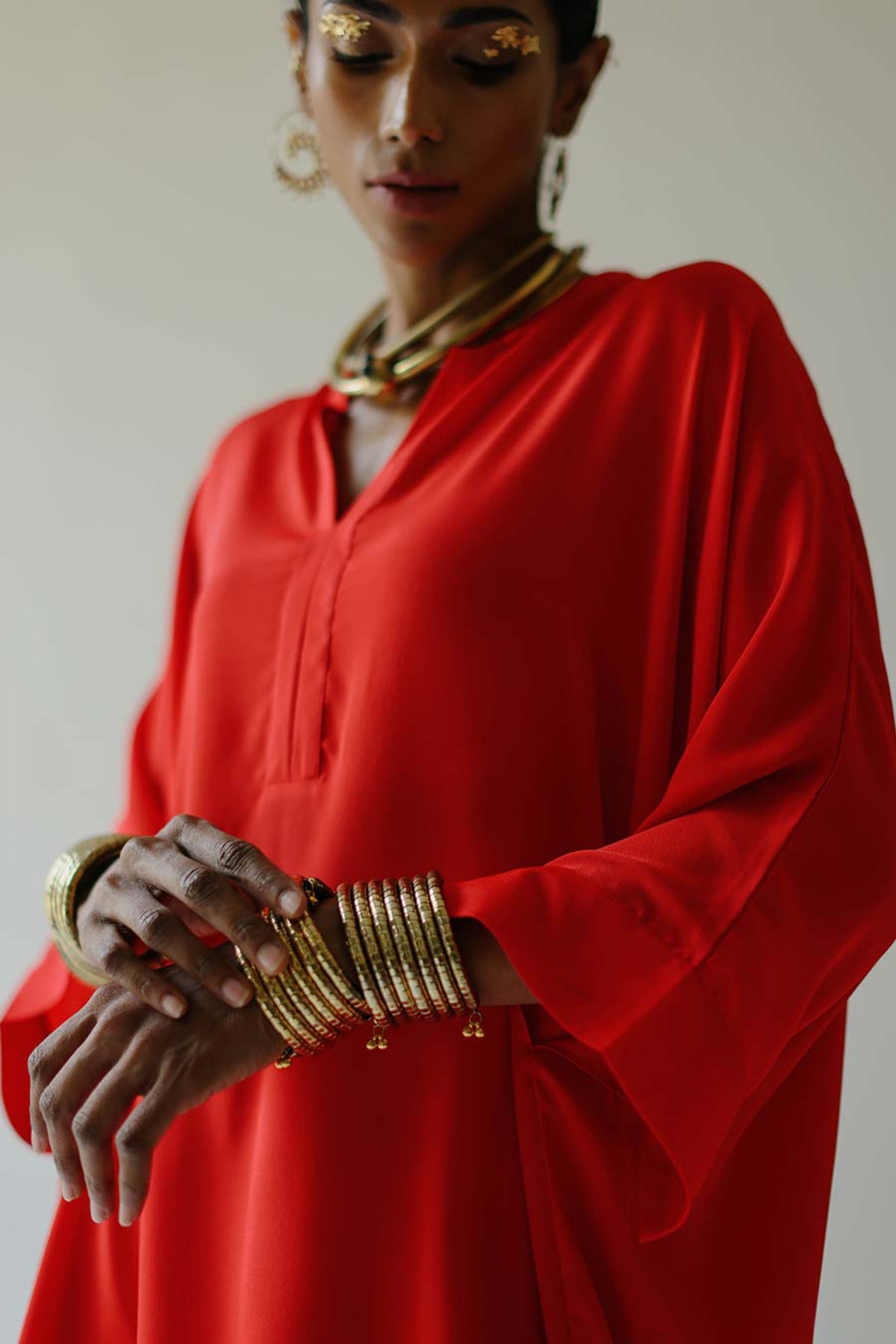 Red Short Kaftan Set