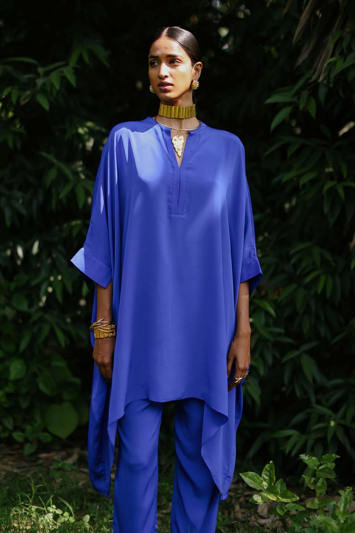 Blue Short Kaftan Set