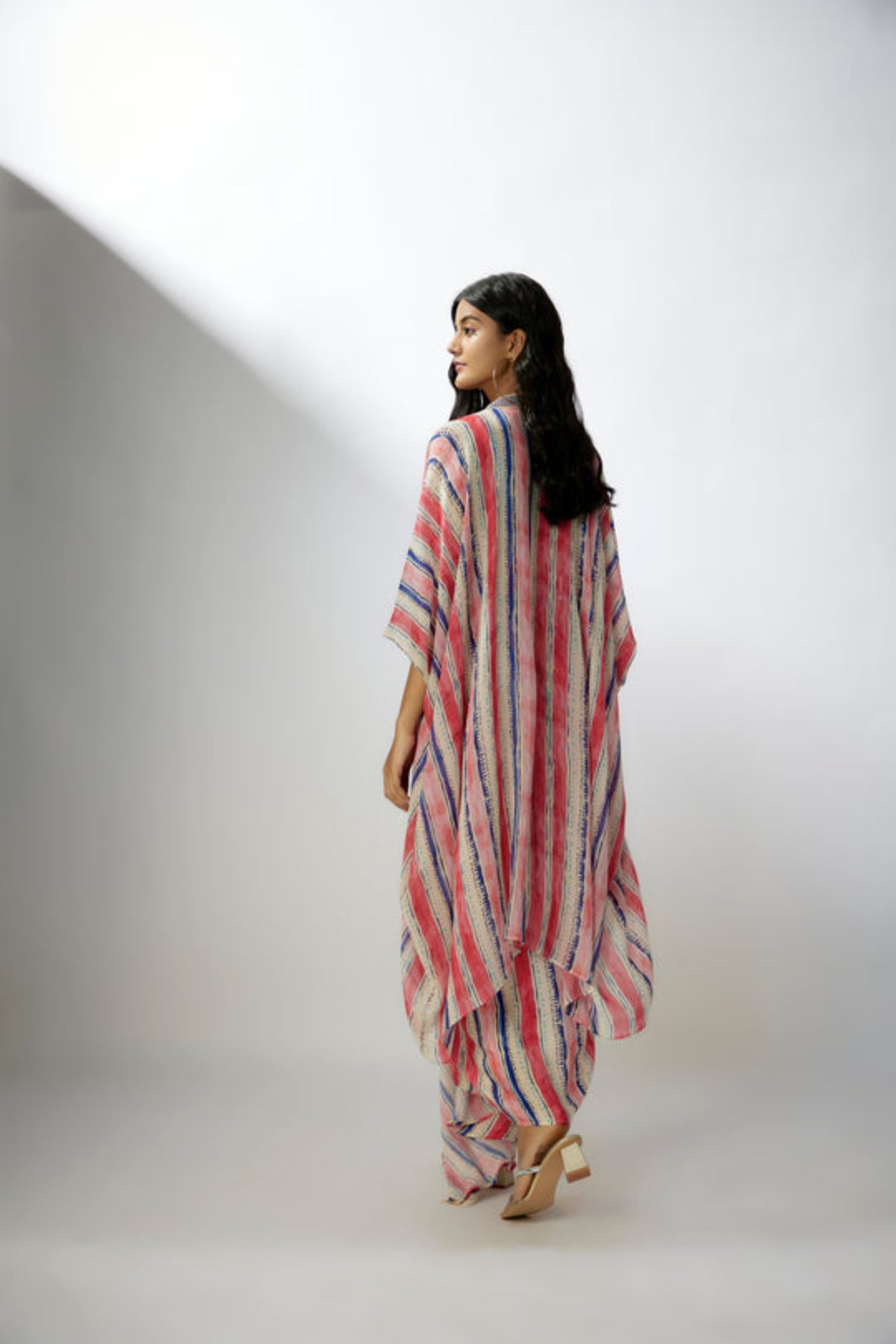 Ivory Stripes Printed Cape Set