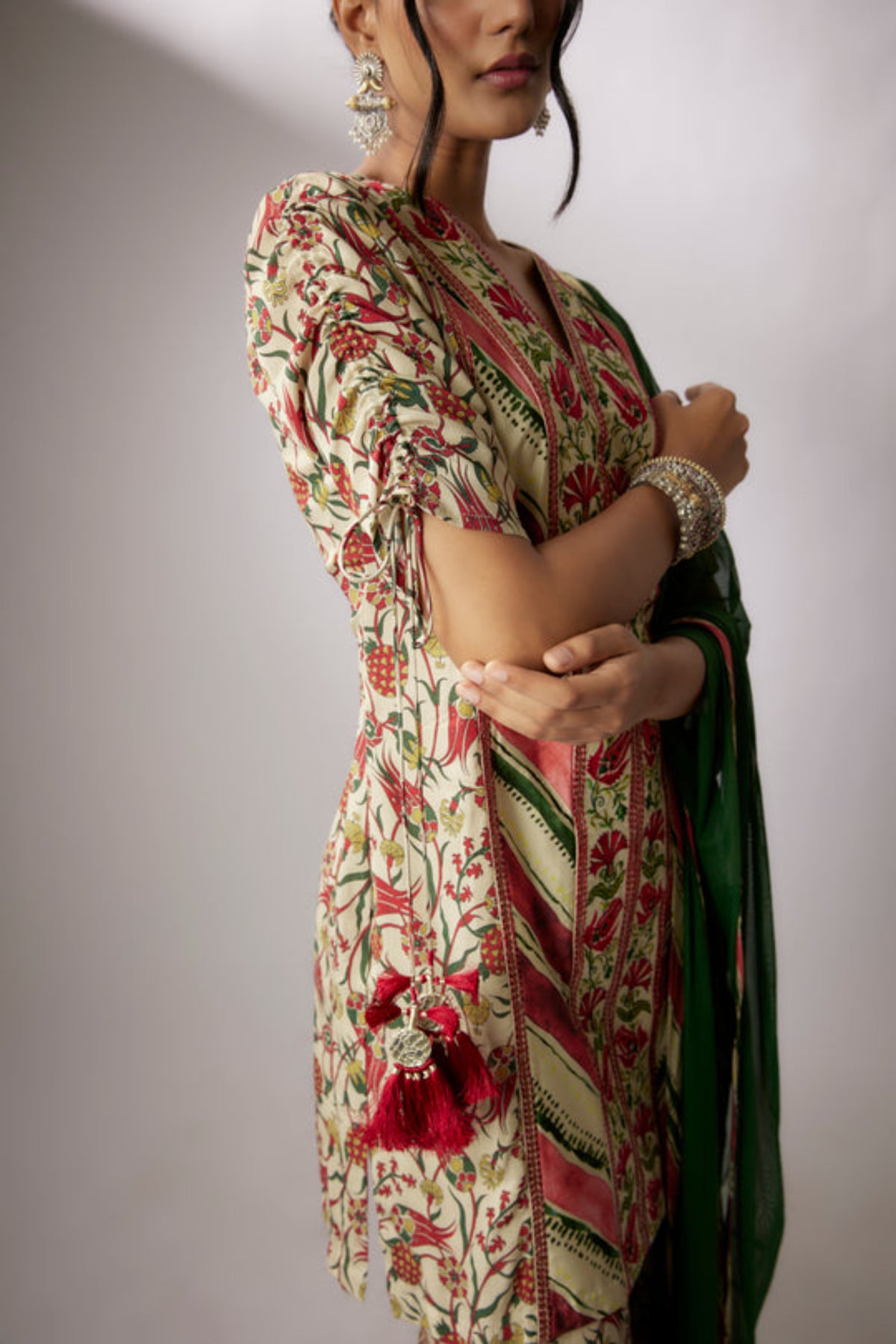 Beige Printed Sharara Set