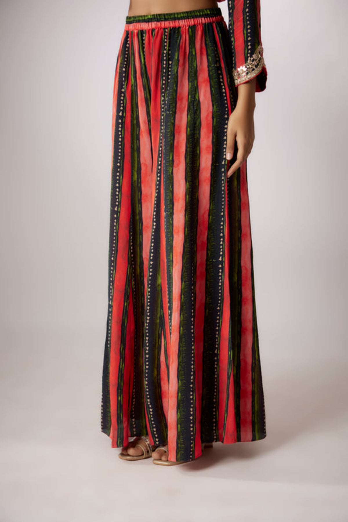 Red Stripes Printed Sharara Set