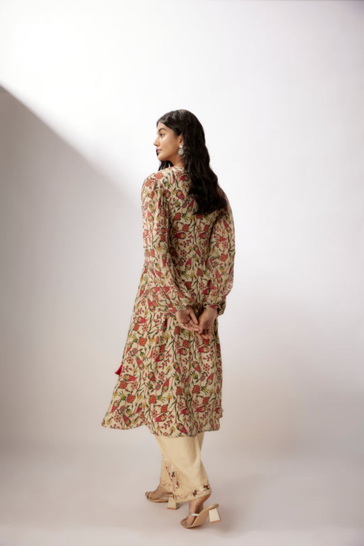 Beige Printed Kurta Set