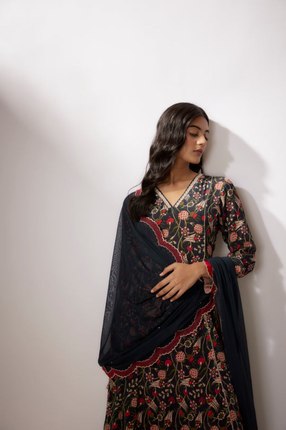 Embroidery Navy Blue Printed Kurta Set
