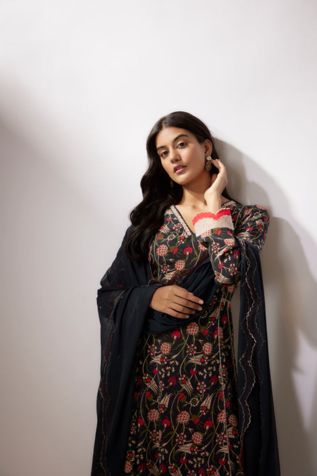 Embroidery Navy Blue Printed Kurta Set