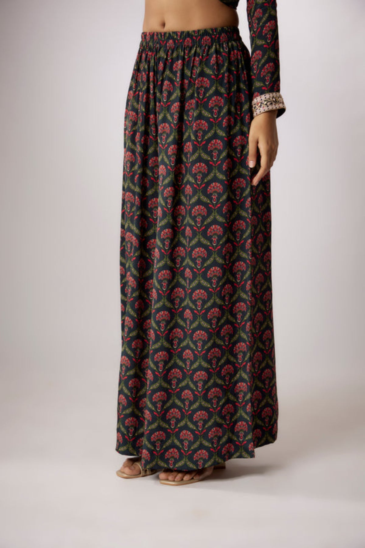 Navy Blue Crepe Printed Kurta Set