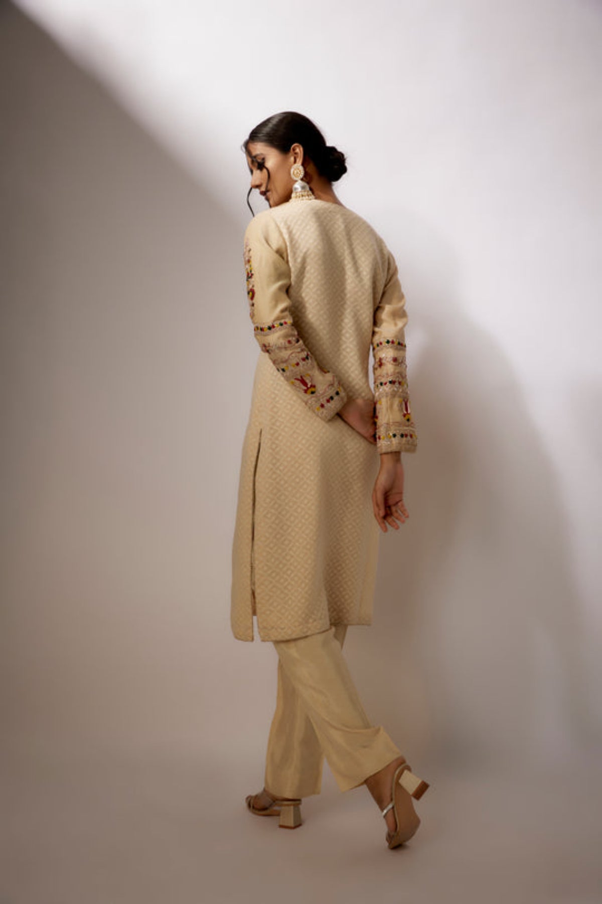 Beige Embroidered Kurta Set
