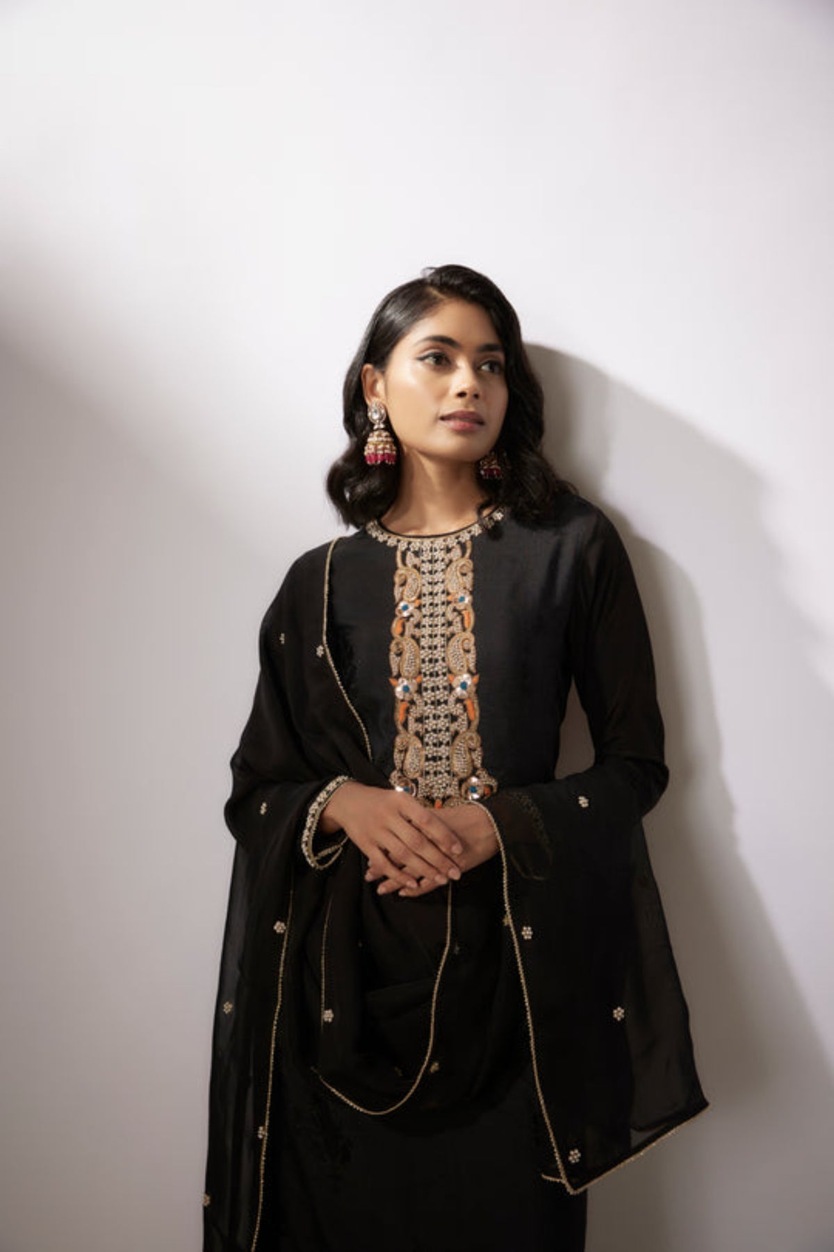 Black Embroidered Kurta Set