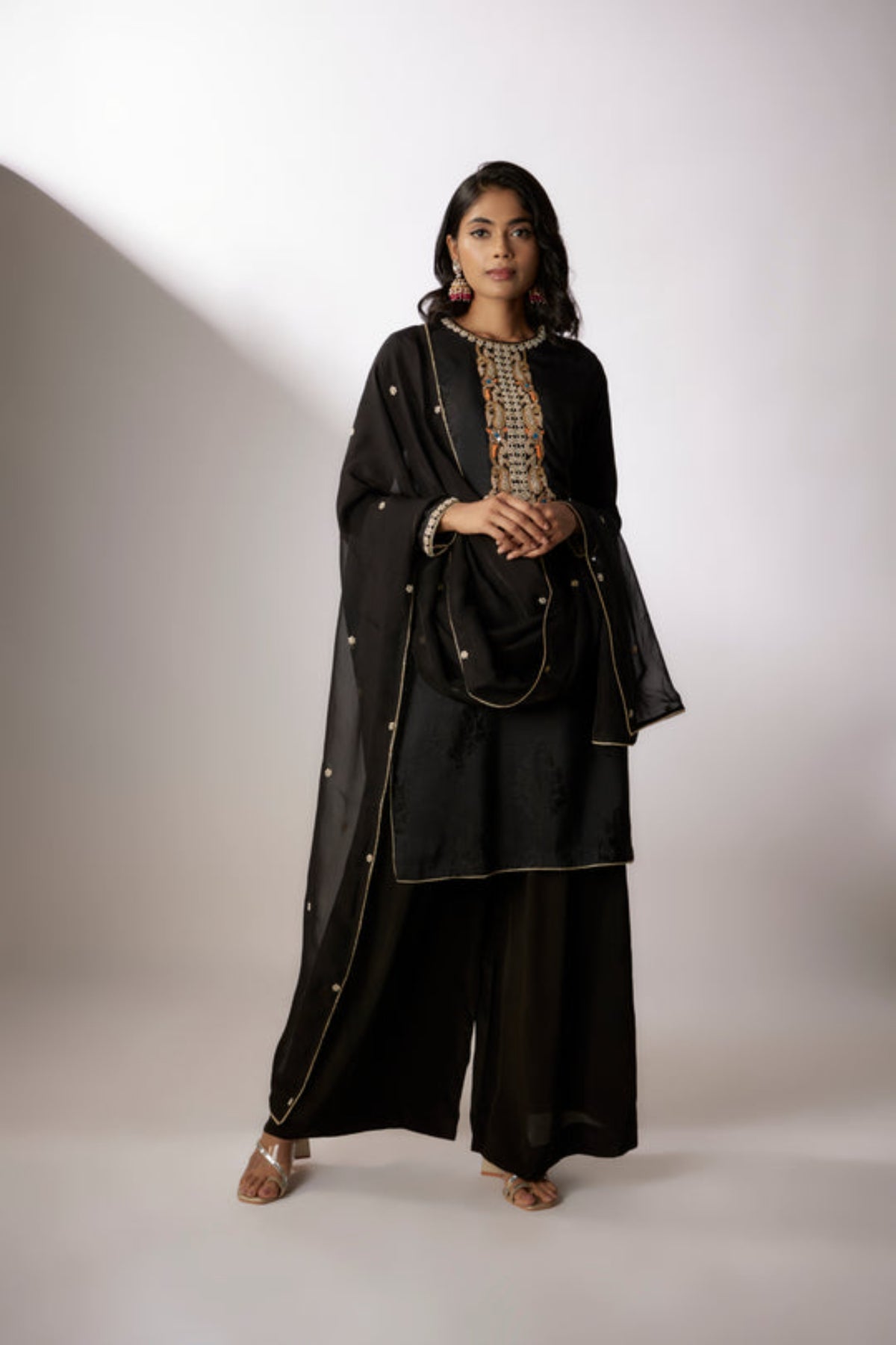 Black Embroidered Kurta Set