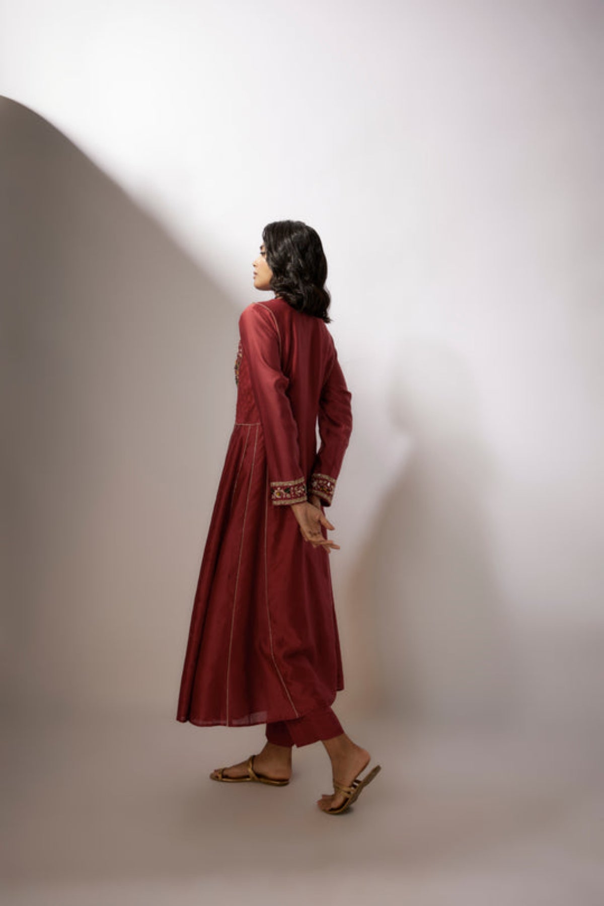 Maroon Embroidered Kurta Set