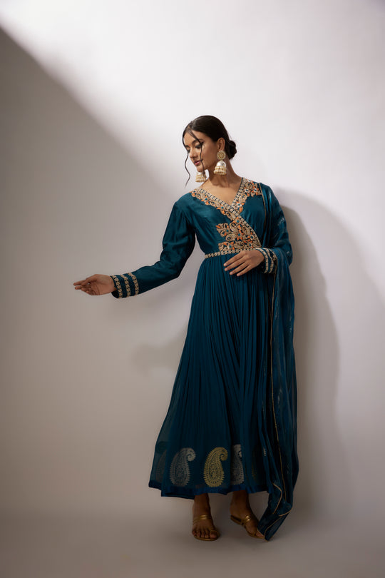 Cobalt Blue Embroidered Anarkali Set