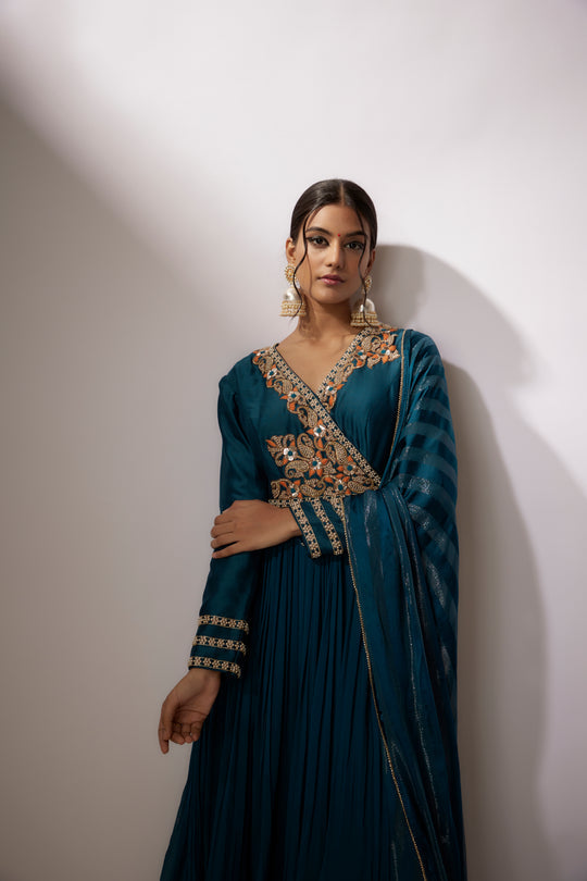 Cobalt Blue Embroidered Anarkali Set