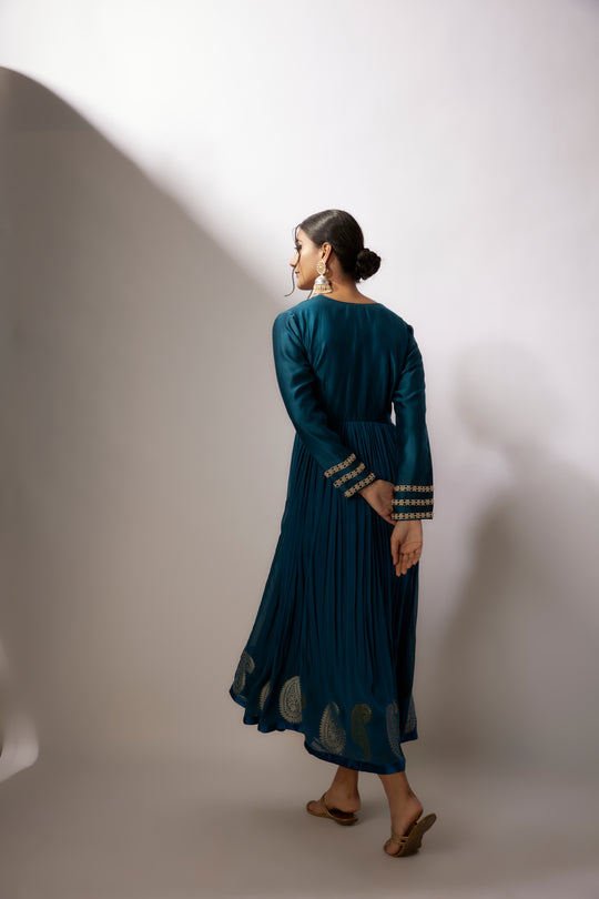Cobalt Blue Embroidered Anarkali Set