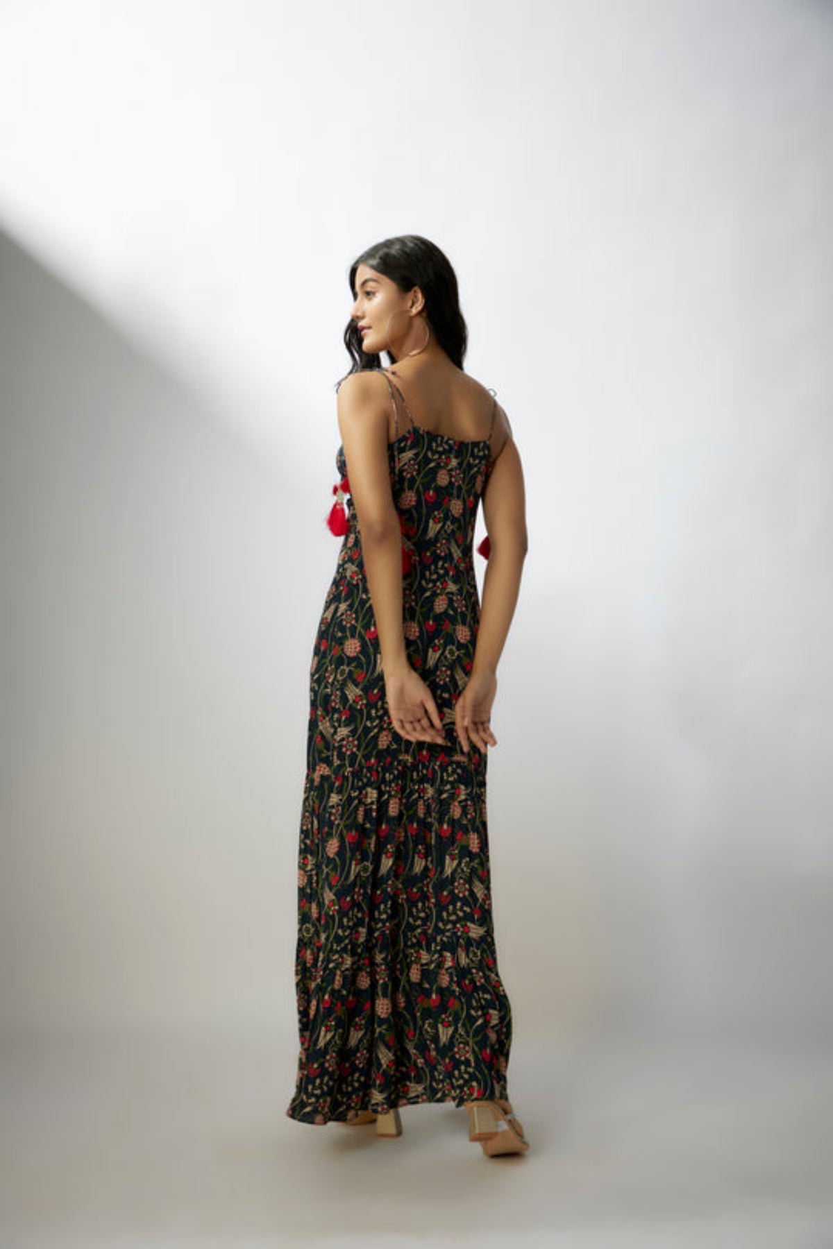 Navy Blue Crepe Printed Dress