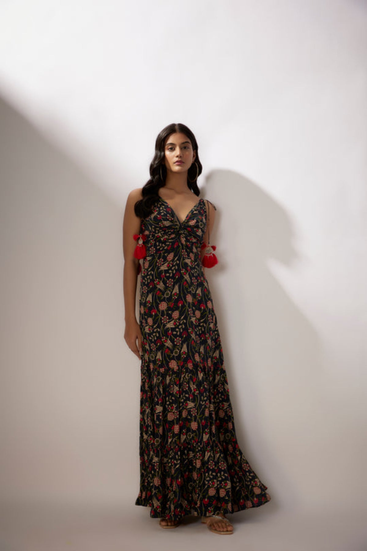 Navy Blue Crepe Printed Dress
