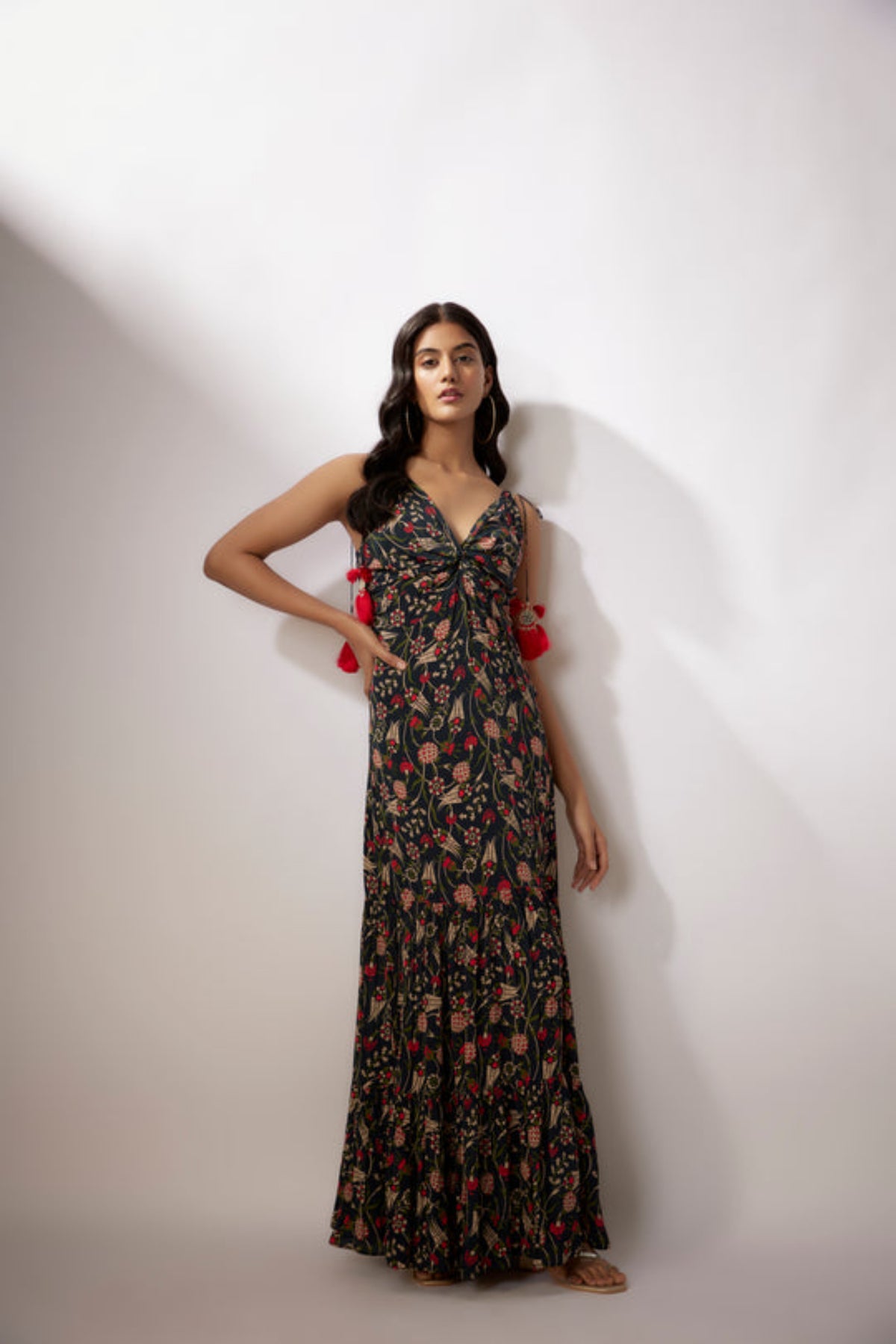 Navy Blue Crepe Printed Dress