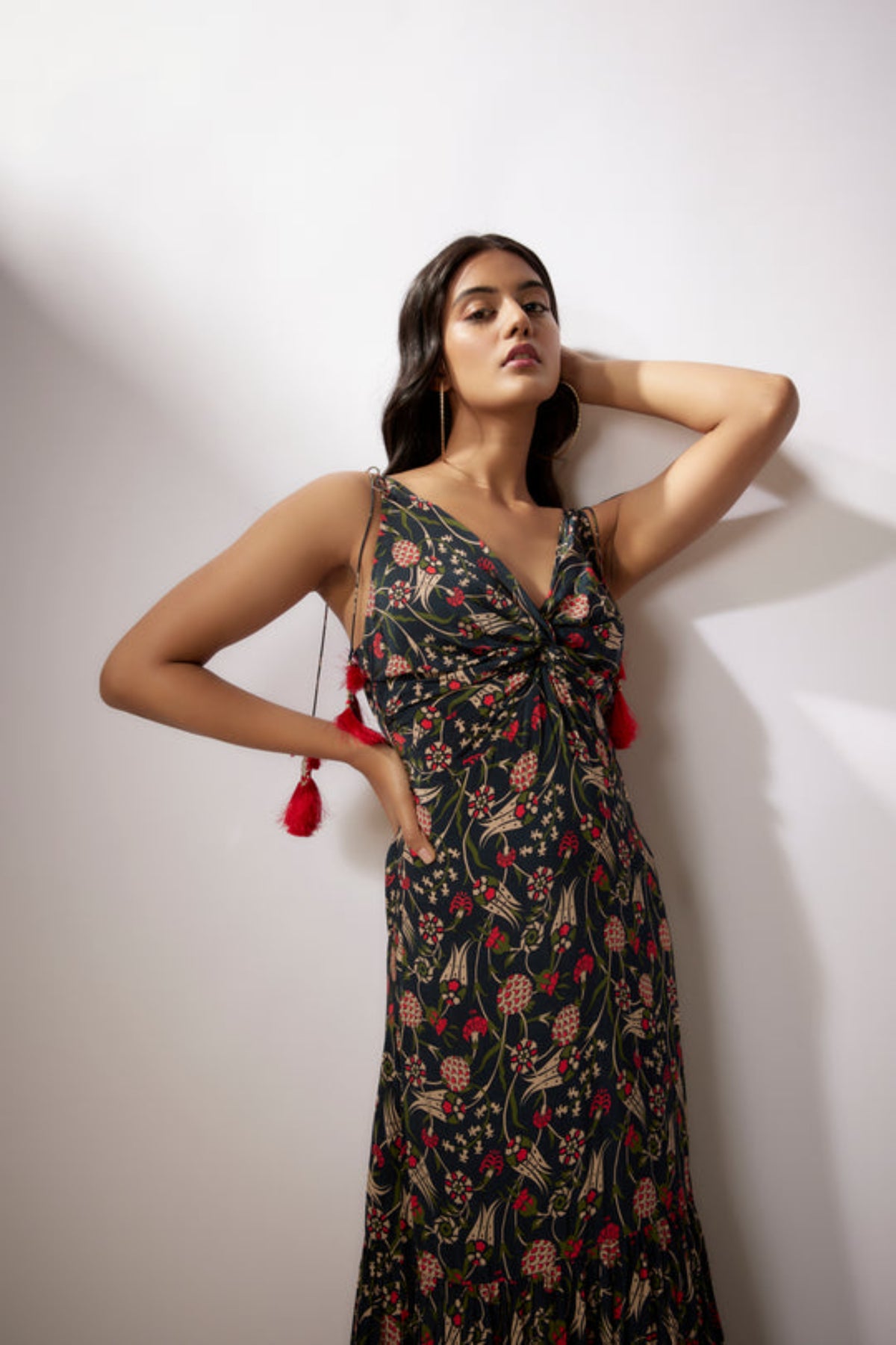 Navy Blue Crepe Printed Dress