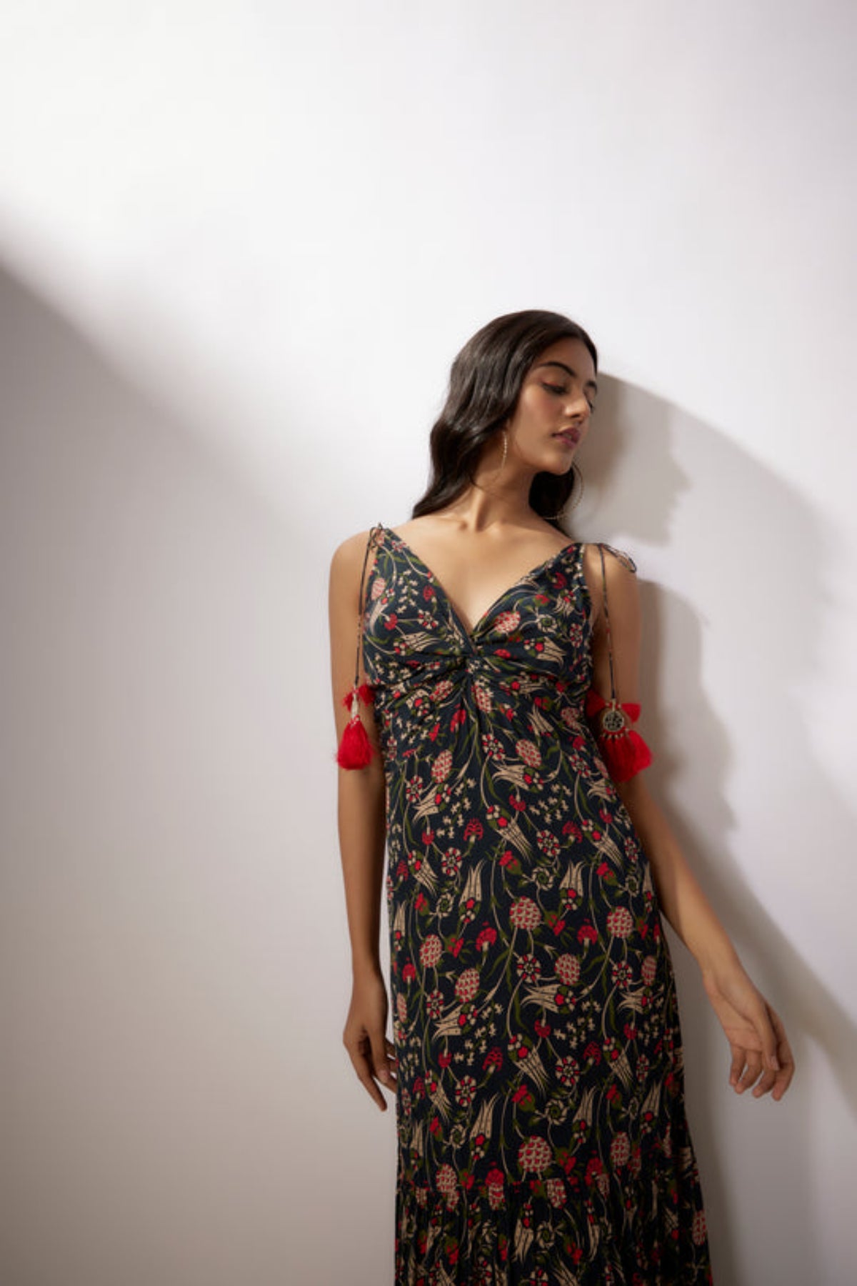 Navy Blue Crepe Printed Dress